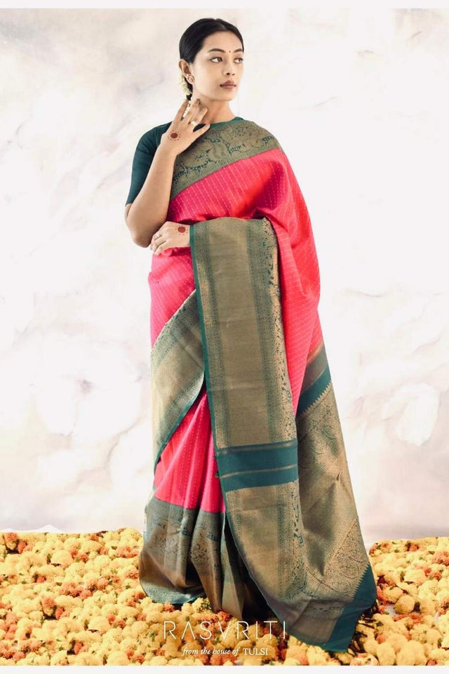 Multi Color Banarasi Woven Soft Silk Saree (50129)