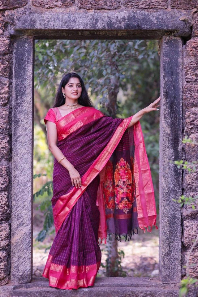 Multi Color Banarasi Woven Soft Silk Saree (50135)