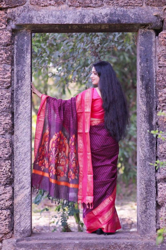 Multi Color Banarasi Woven Soft Silk Saree (50135)