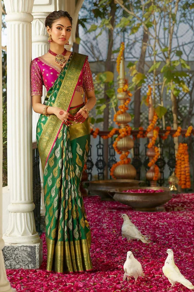 Multi Color Banarasi Woven Soft Silk Saree (50147)