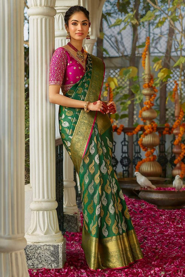 Multi Color Banarasi Woven Soft Silk Saree (50147)