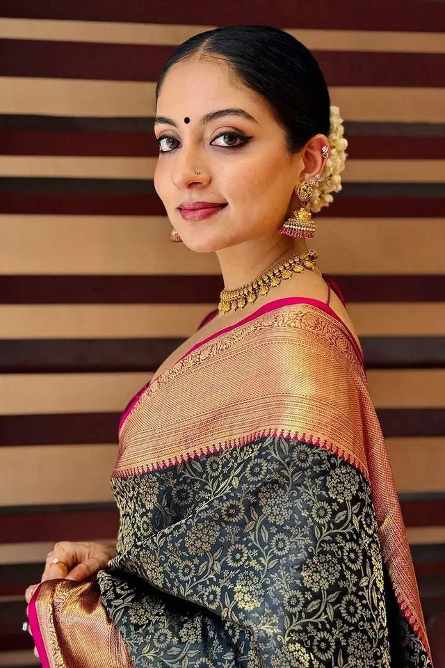 Multi Color Banarasi Woven Soft Silk Saree (50148)