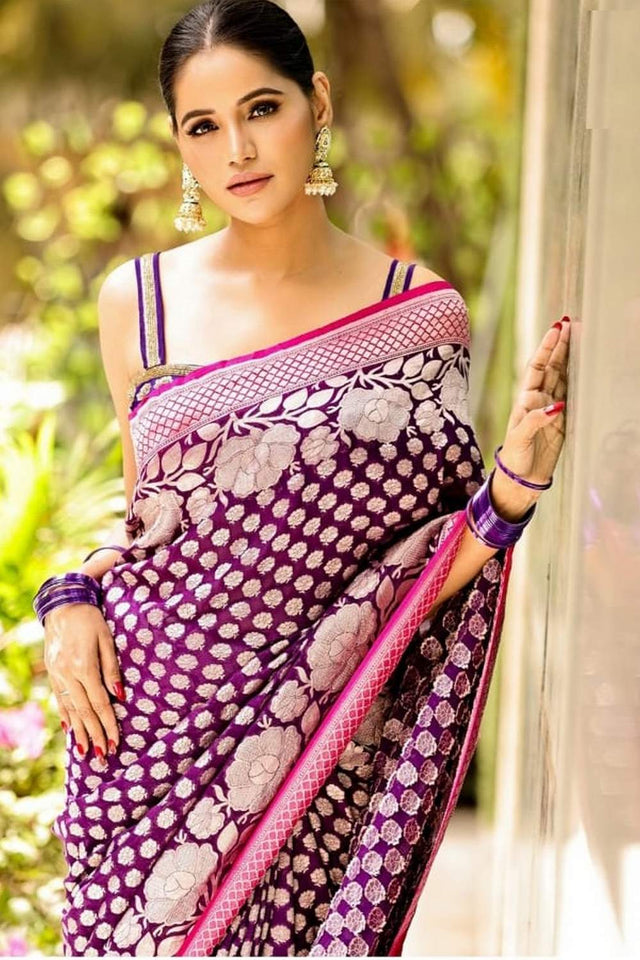 Multi Color Banarasi Woven Soft Silk Saree (50159)