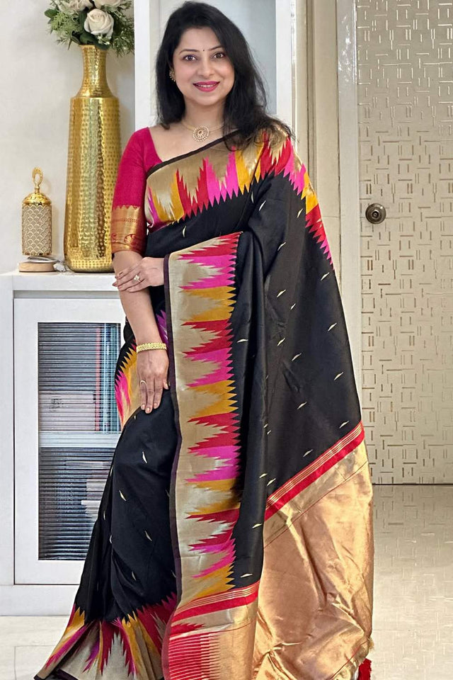 Multi Color Banarasi Woven Soft Silk Saree (50177)