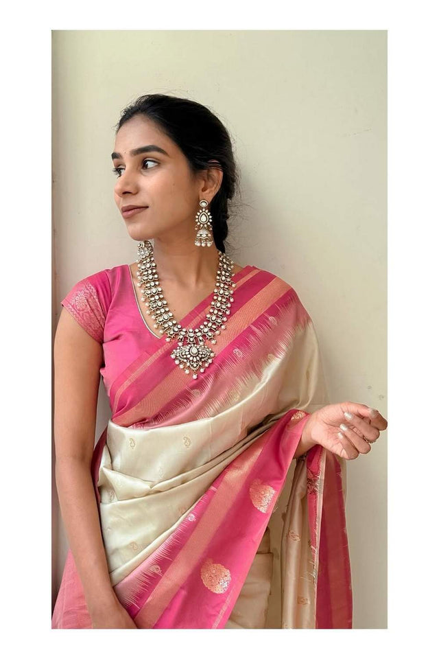 Pink Banarasi Woven Soft Silk Saree (50206_2)