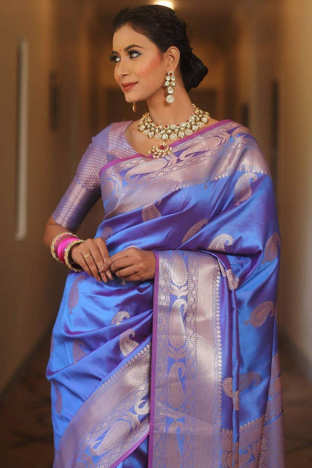 Royal Blue Banarasi Woven Soft Silk Saree (50226_5)