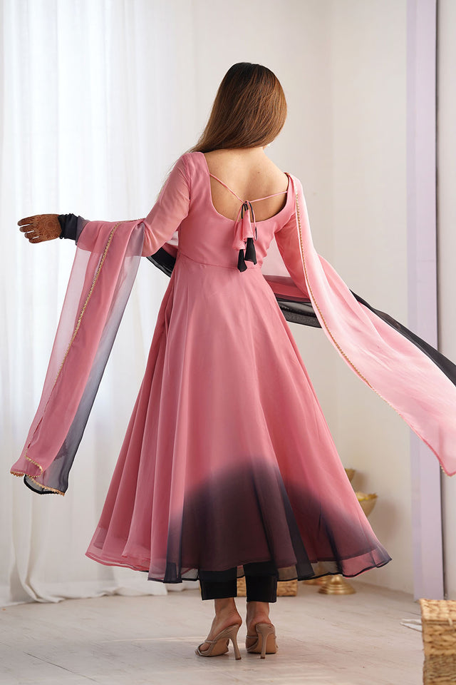 Multi-Color Solid Georgette Anarkali Gown Set