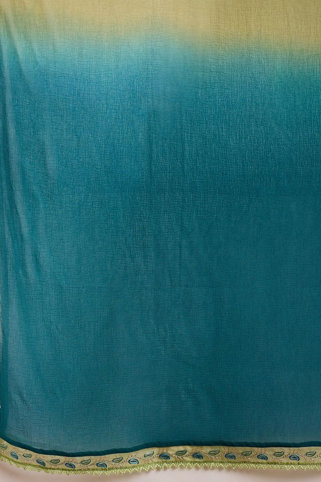 Green Embroidered Silk Free Size Stitched Straight Cut Suit (51978)