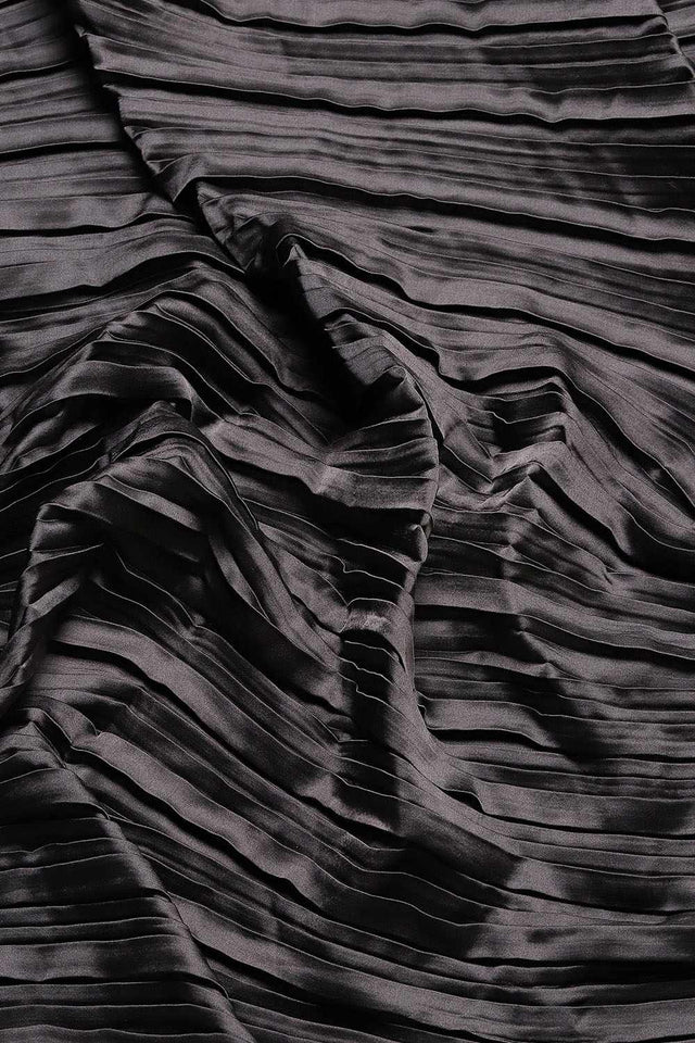 Black Solid Silk Saree