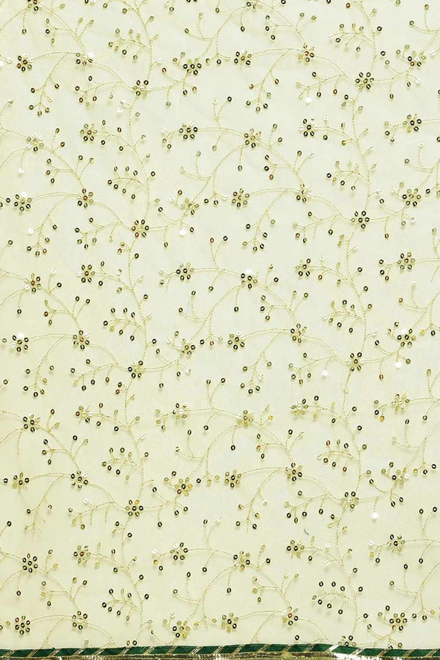 Green Embroidered Net Saree