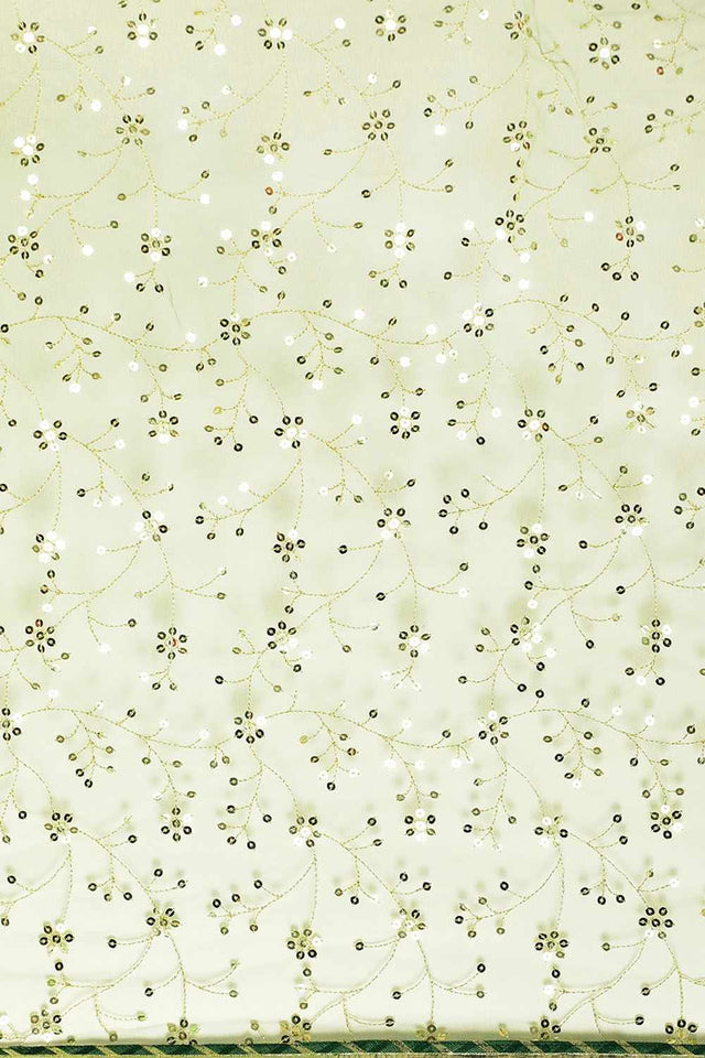 Green Embroidered Net Saree