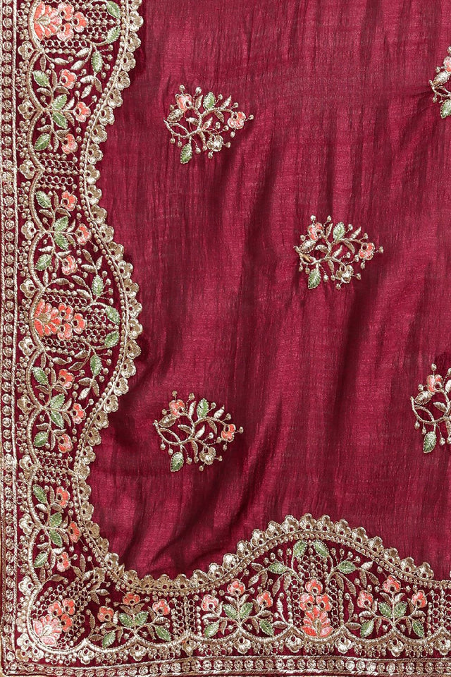 Women's Red Rangoli Silk Saree