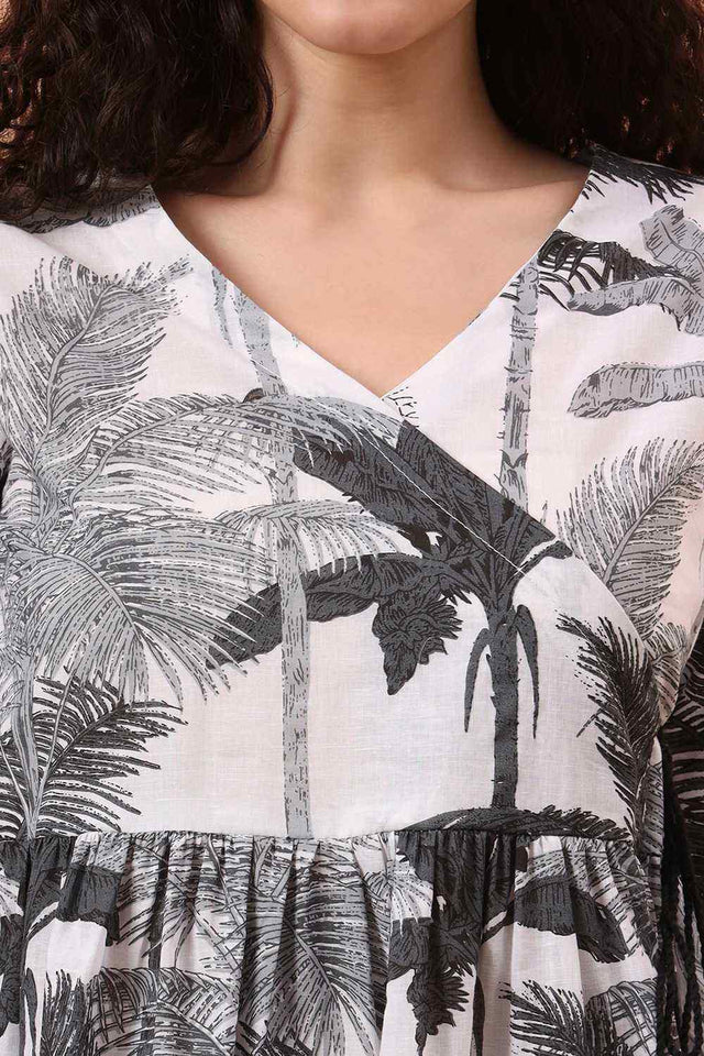 Black & White Printed Cotton Tops & Tunics