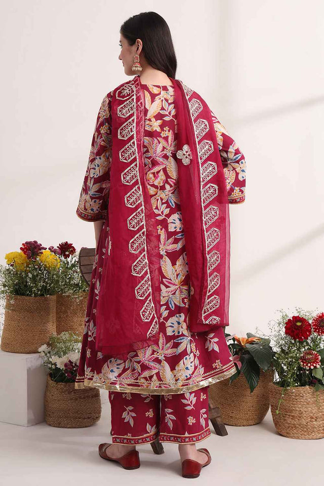 Violet Floral Printed Cotton Kurti Pant Set (6095SKDPR)