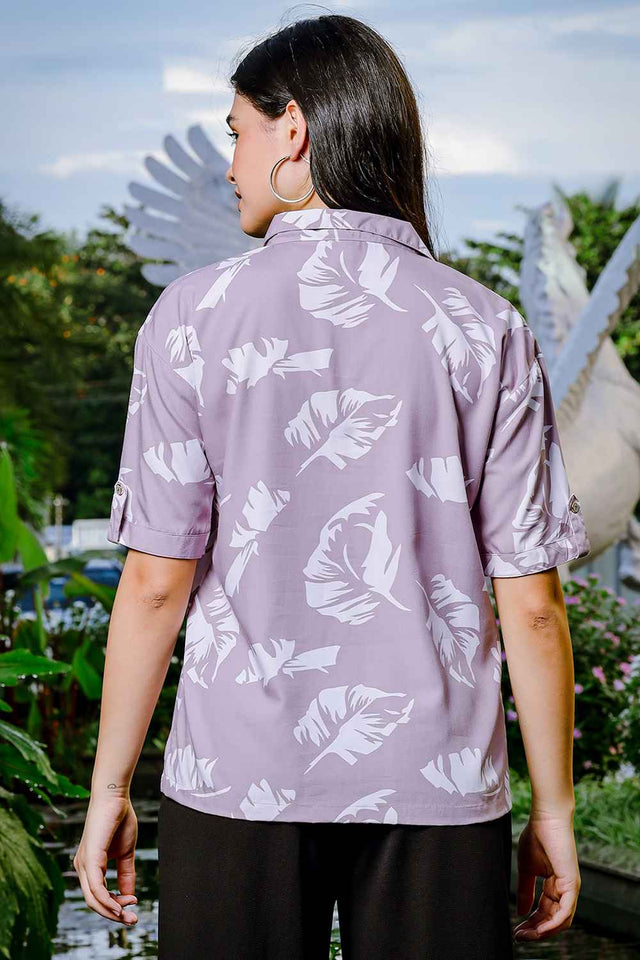Violet Leaf Printed Liva Tops (6175TOPPR)