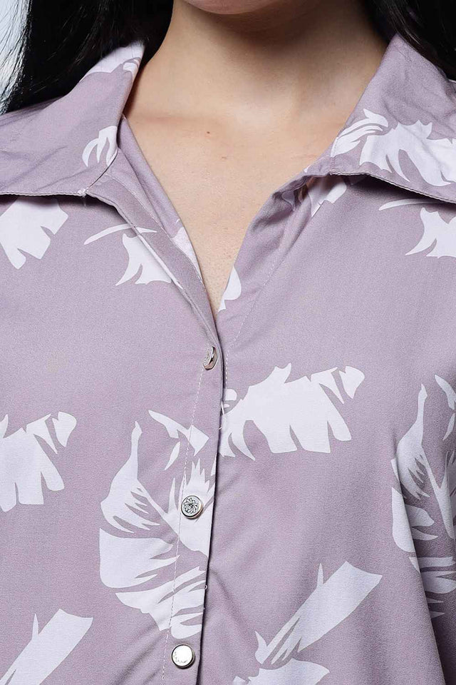 Violet Leaf Printed Liva Tops (6175TOPPR)