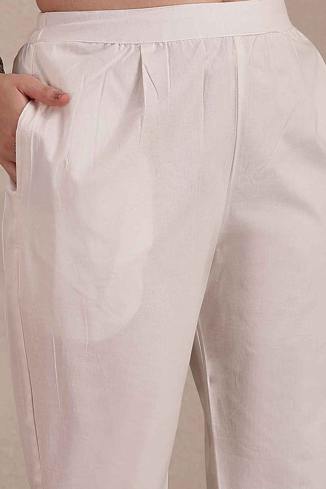 Yellow Solid Organic Cotton Kurti Pant Set