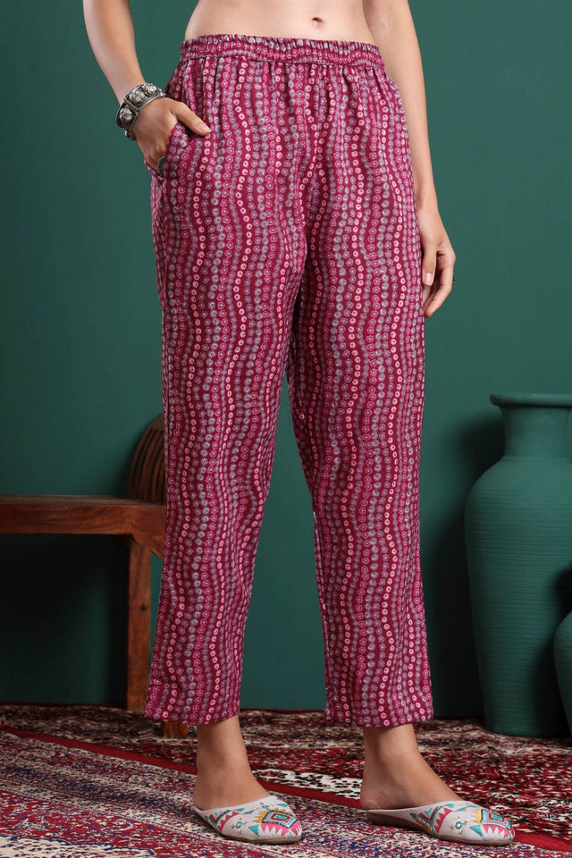 Maroon Floral Printed Cotton Straight Cut Suit Set