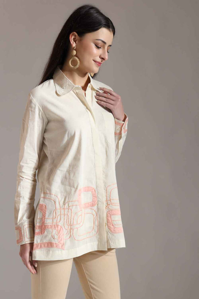 White Thread Design Pure Cotton Tops