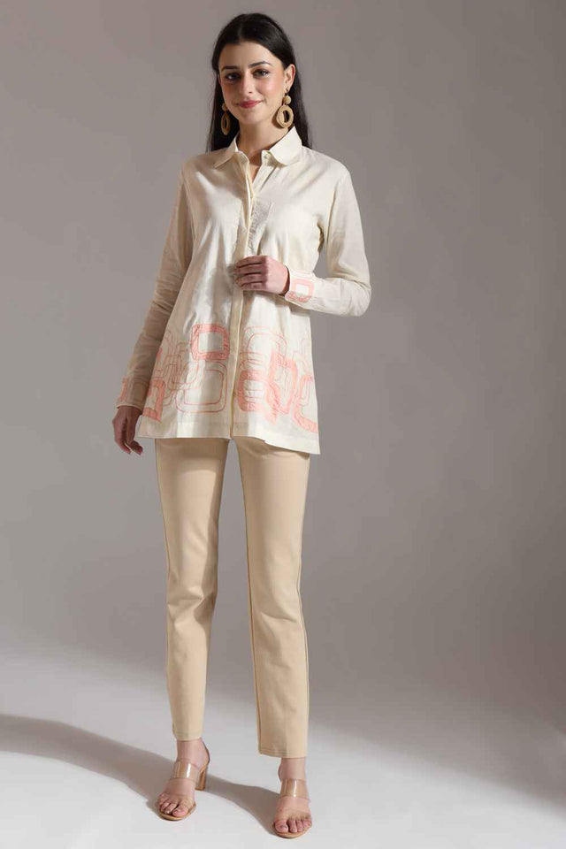 White Thread Design Pure Cotton Tops