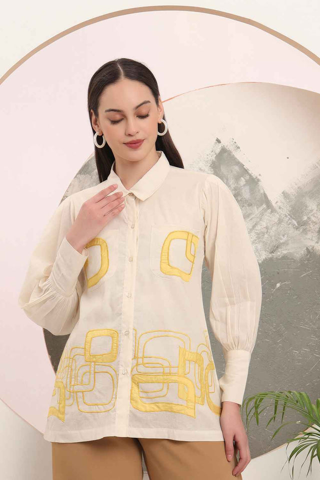 White Thread Design Pure Cotton Tops