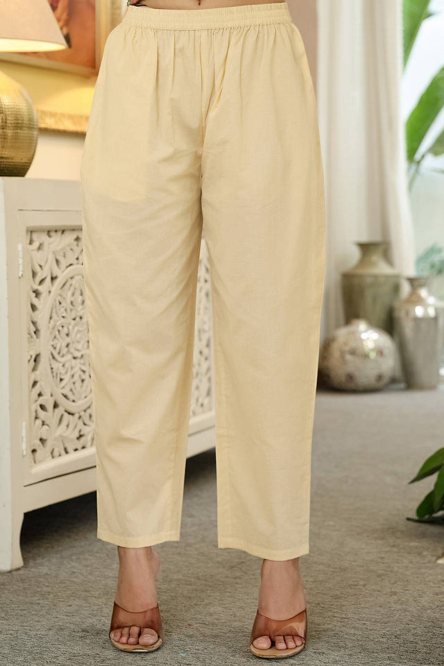 Yellow Floral Printed Cotton Straight Cut Suit Set