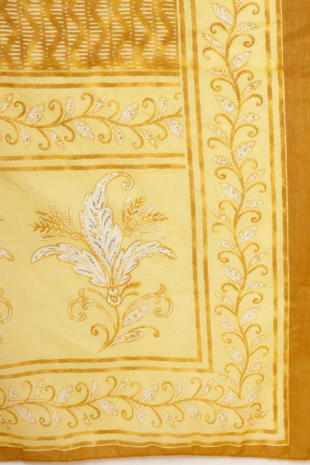 Yellow Floral Printed Cotton Kurti Pant Set