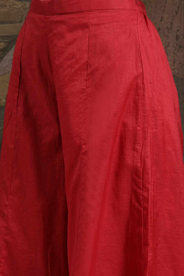 Red Embroidery Silk Blend Kurti Palazzo Set (6560SKDRD)