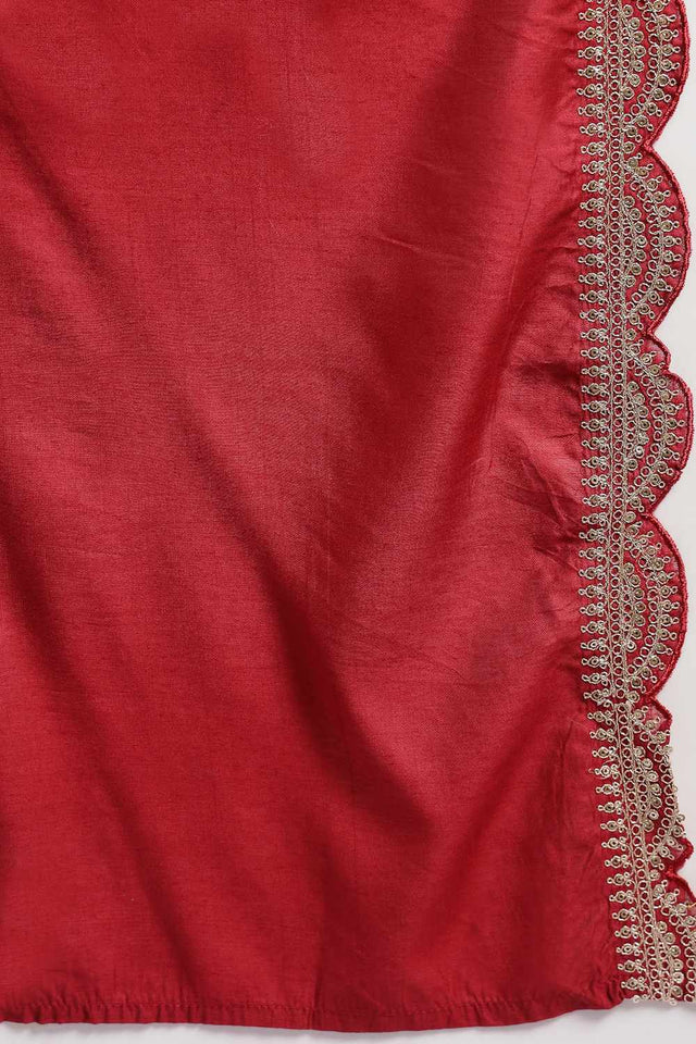Red Embroidery Silk Blend Kurti Palazzo Set (6560SKDRD)