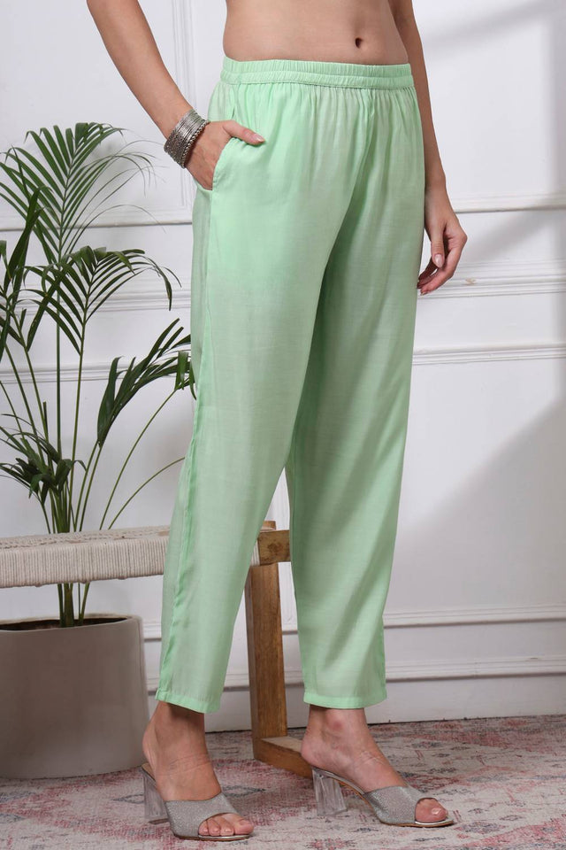 Light Green Sequin Silk Blend Straight Cut Suit Set