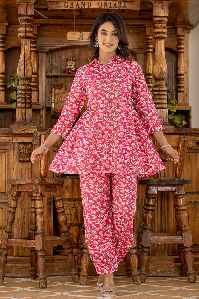 Pink Ethnic Motifs Cotton Co-Ord Set