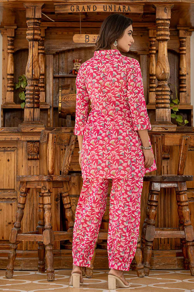 Pink Ethnic Motifs Cotton Co-Ord Set