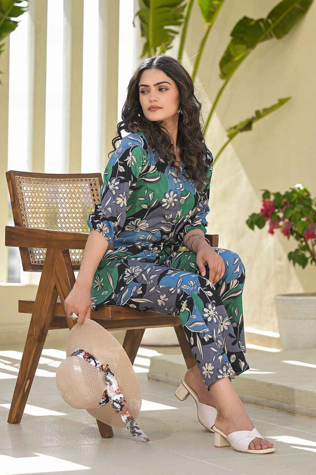 Multi-Color Ethnic Motifs Cotton Co-Ord Set