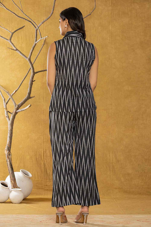 Black Chevron Print Cotton Co-Ord Set (6951CRDBK)