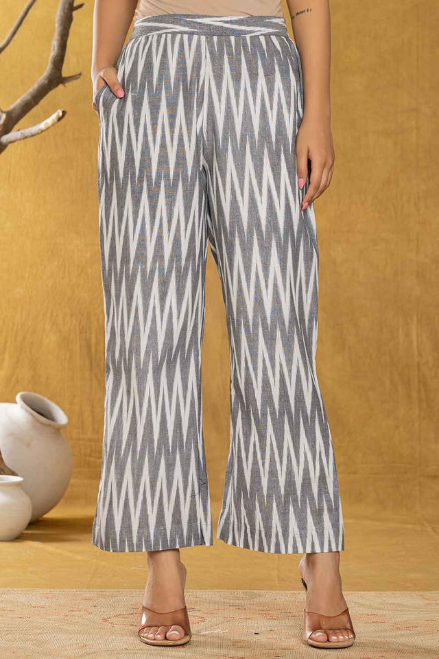 Grey Chevron Print Cotton Co-Ord Set