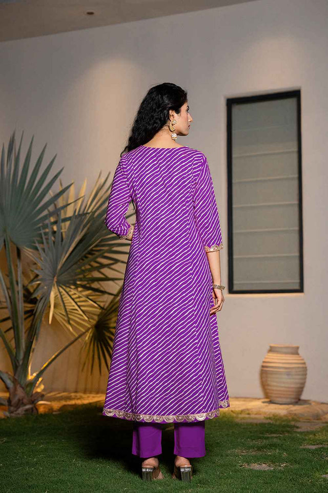 Violet Leheriya Lace Work Pure Cotton Kurti Pant Set