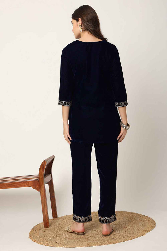 Blue Sequins Velvet Co-Ord Set (7158CRDNB)