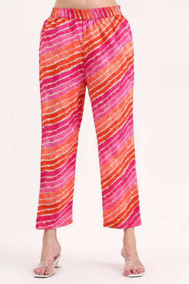 Pink Leheriya Printed Cotton Straight Cut Suit Set