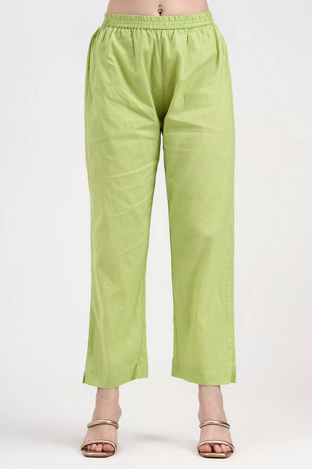 Green Embroidered Silk Straight Cut Suit Set