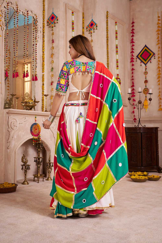 Multi Color Solid Cotton Lehenga