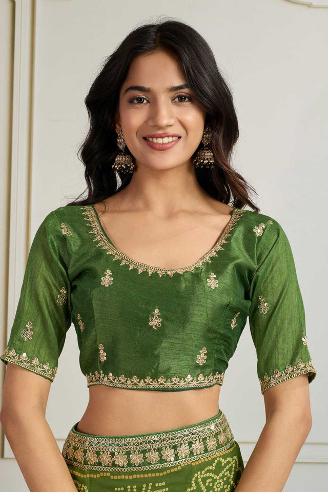 Mehendi Bandhani Printed Georgette Saree