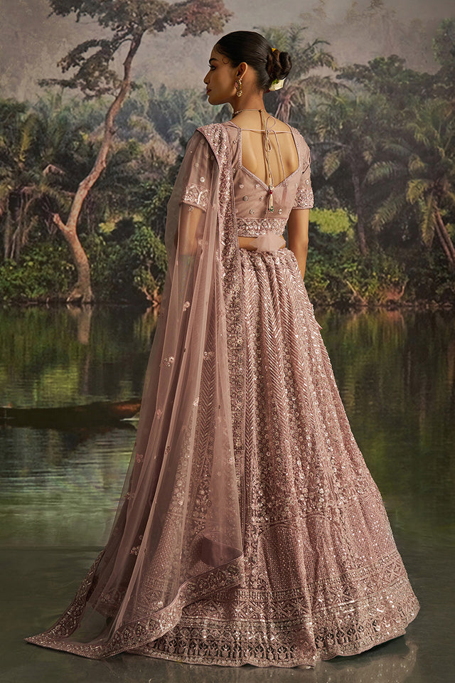 Mauve Sequin Net Lehenga
