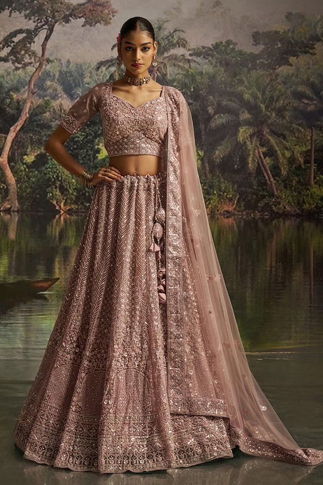 Mauve Sequin Net Lehenga