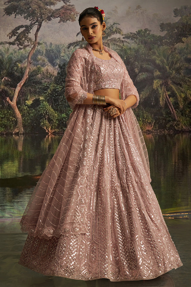 Mauve Sequin Net Lehenga