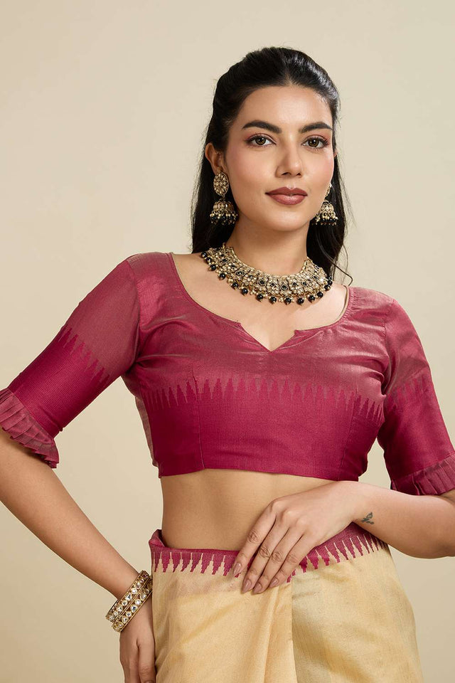 Cream Woven Silk Saree