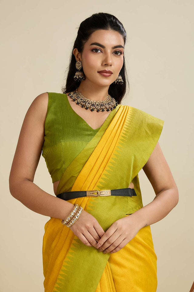 Yellow Woven Silk Saree