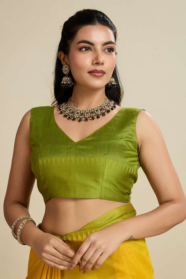 Yellow Woven Silk Saree