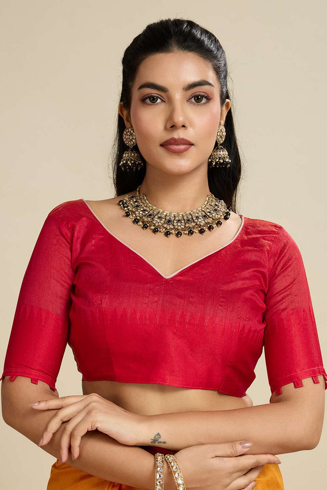 Mustard Woven Silk Saree