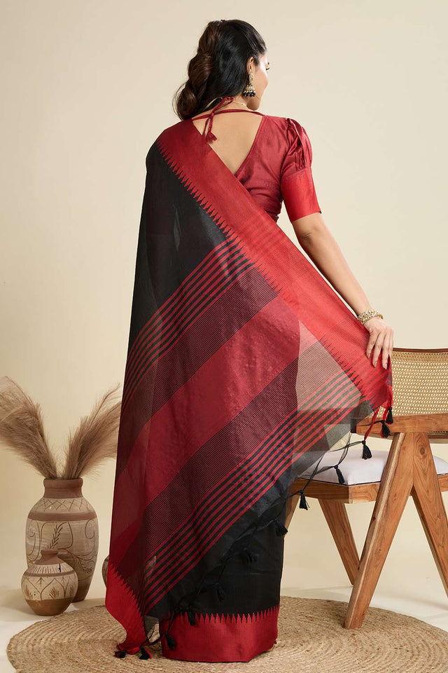 Black Woven Silk Saree