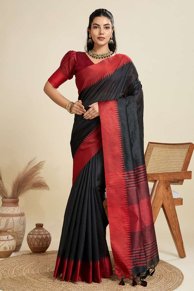Black Woven Silk Saree